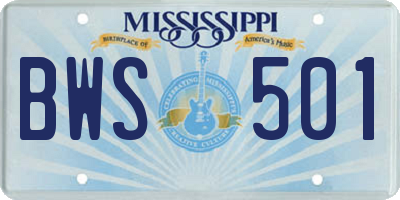 MS license plate BWS501