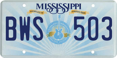 MS license plate BWS503
