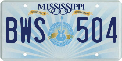 MS license plate BWS504