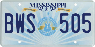 MS license plate BWS505