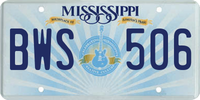 MS license plate BWS506