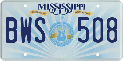 MS license plate BWS508