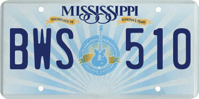 MS license plate BWS510