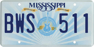 MS license plate BWS511