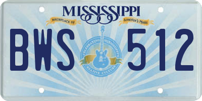 MS license plate BWS512