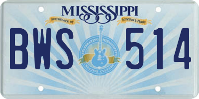 MS license plate BWS514