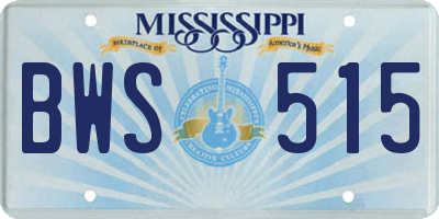 MS license plate BWS515