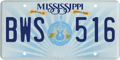 MS license plate BWS516