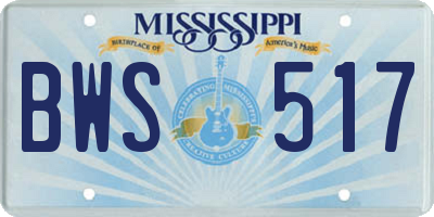 MS license plate BWS517