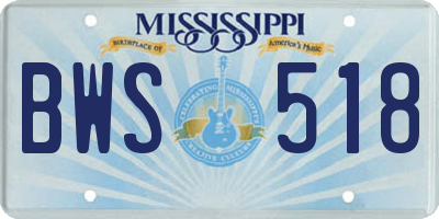 MS license plate BWS518