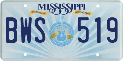 MS license plate BWS519