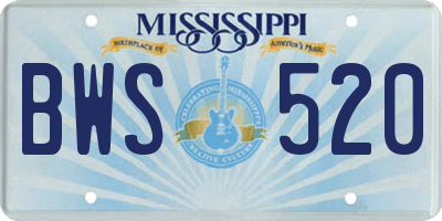 MS license plate BWS520