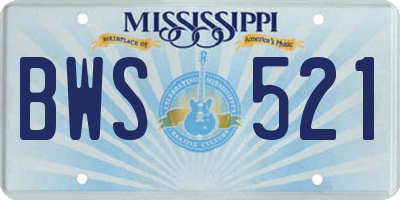 MS license plate BWS521