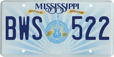MS license plate BWS522