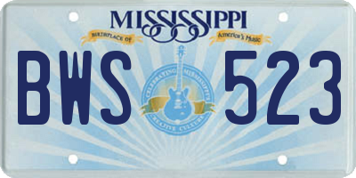 MS license plate BWS523
