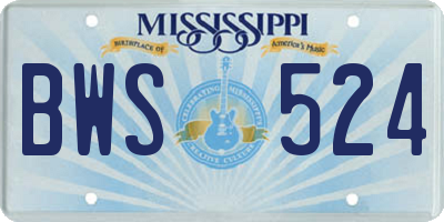 MS license plate BWS524
