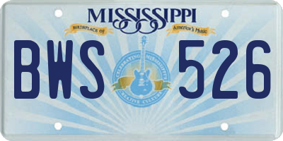 MS license plate BWS526