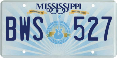 MS license plate BWS527
