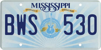 MS license plate BWS530