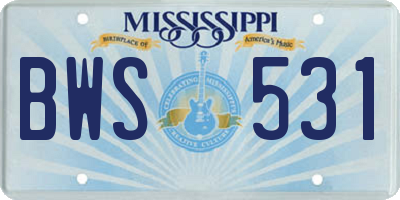 MS license plate BWS531
