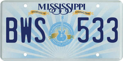 MS license plate BWS533