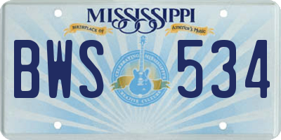 MS license plate BWS534