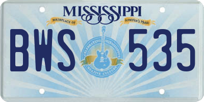 MS license plate BWS535