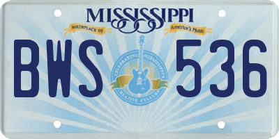 MS license plate BWS536