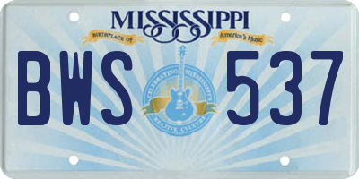 MS license plate BWS537