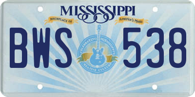 MS license plate BWS538