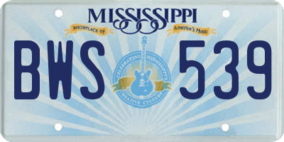 MS license plate BWS539