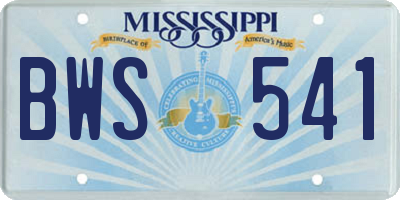 MS license plate BWS541