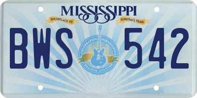 MS license plate BWS542