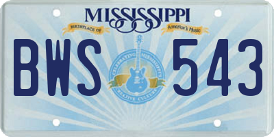 MS license plate BWS543