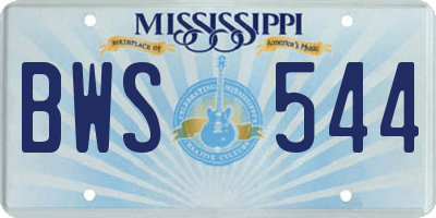 MS license plate BWS544