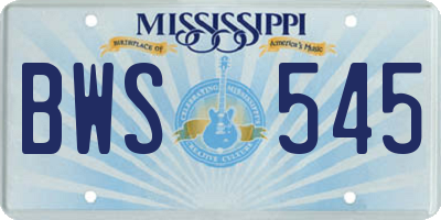 MS license plate BWS545