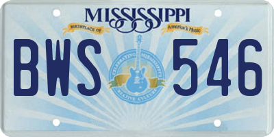MS license plate BWS546