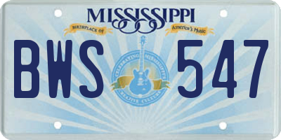 MS license plate BWS547