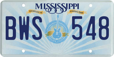 MS license plate BWS548
