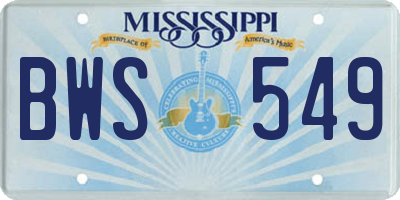 MS license plate BWS549