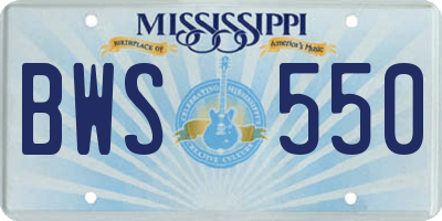 MS license plate BWS550