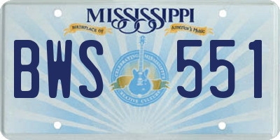 MS license plate BWS551