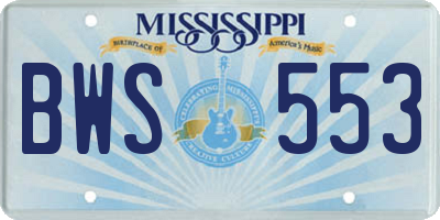 MS license plate BWS553