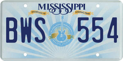 MS license plate BWS554