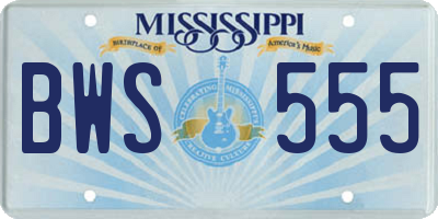 MS license plate BWS555