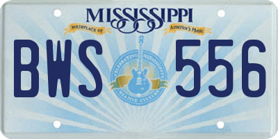 MS license plate BWS556