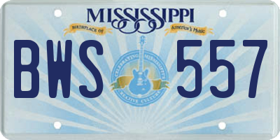 MS license plate BWS557