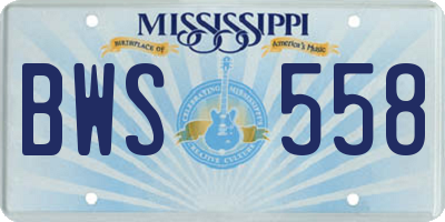 MS license plate BWS558