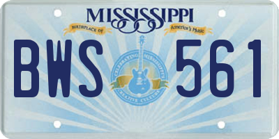 MS license plate BWS561