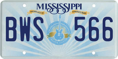 MS license plate BWS566